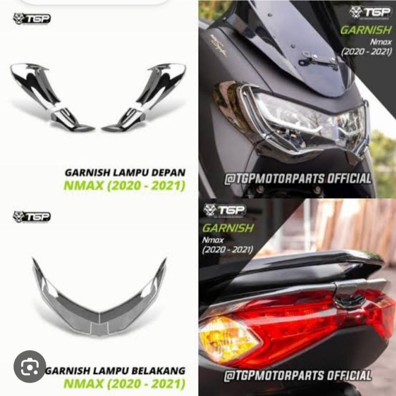 Garnish Lampu Depan dan belakang Yamaha Nmax new 2020-2021 Black Chrome TGP Aksesoris Motor