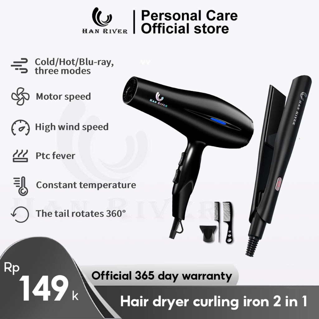 HAN RIVER Paket Hair Dryer HRHD01BK Catokan HRJFB03BK