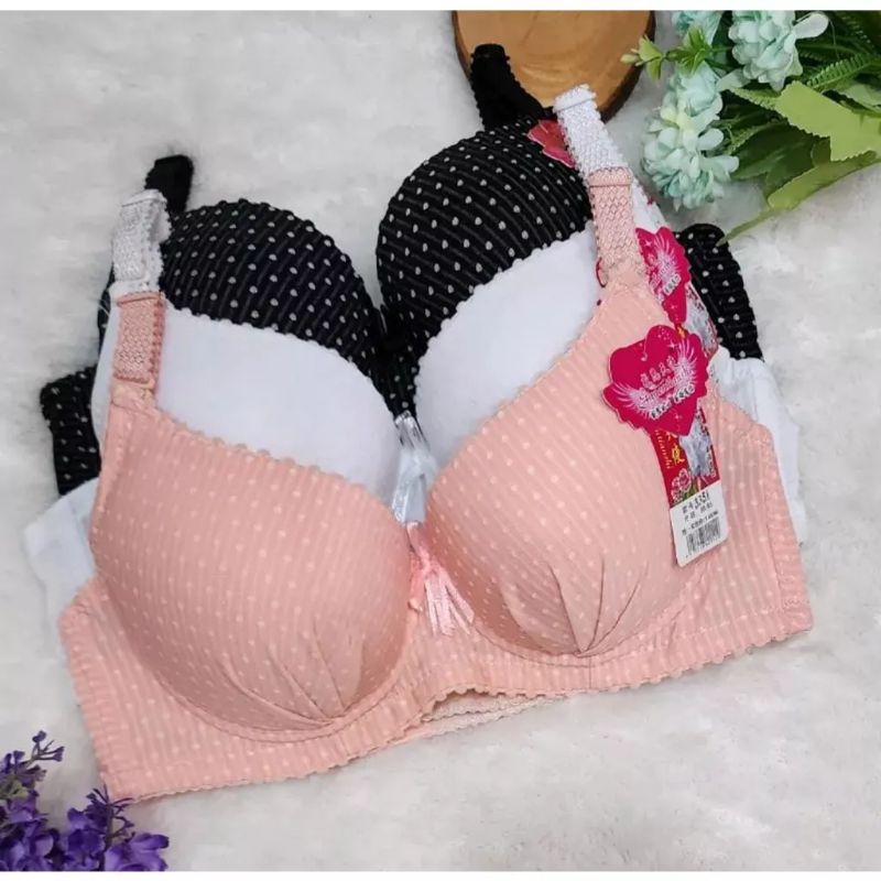 Bra 3351 Bra kawat abg busa tebal kancing 3 Bra fashion ukuran 34 sampai 40 bra kawat full cup