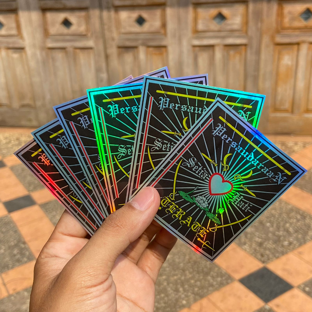 Stiker Psht Hologram Menyala Laminating Glosy