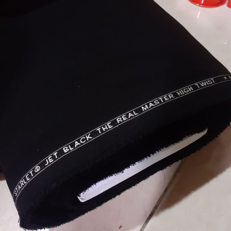bahan kain celana jet black starlet hitam pekat
