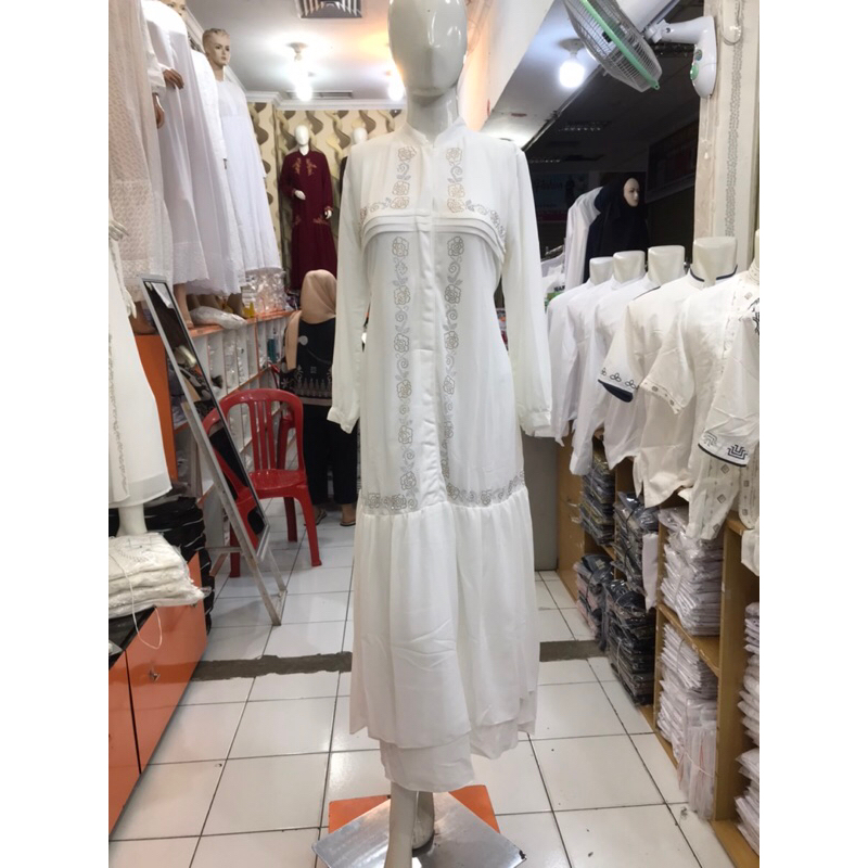 Gamis Dress Makkah 326 berbahan Cerutti Baby Doll payet till rempel bawah Model Simpel Terbaru 2023 