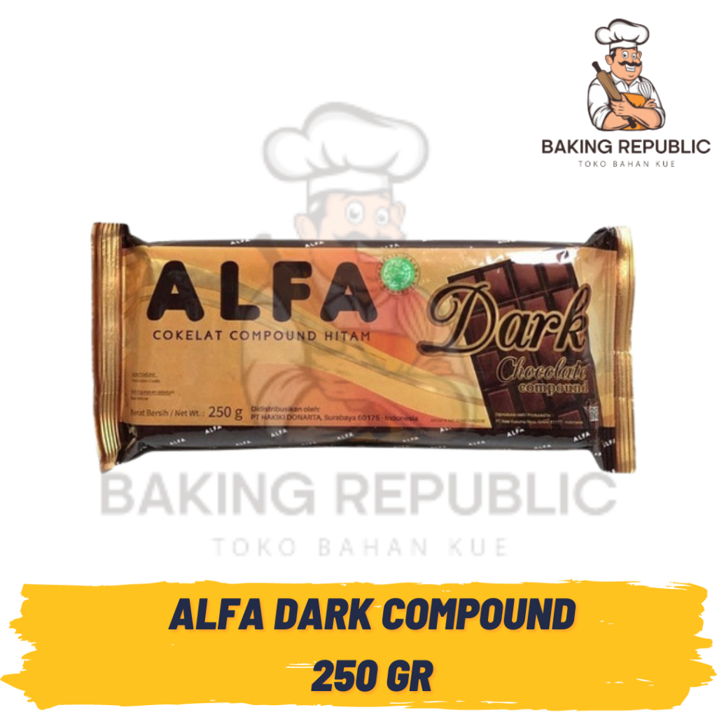 

ALFA DARK CHOCOLATE COMPOUND | 250 GRAM | COKLAT BATANGAN