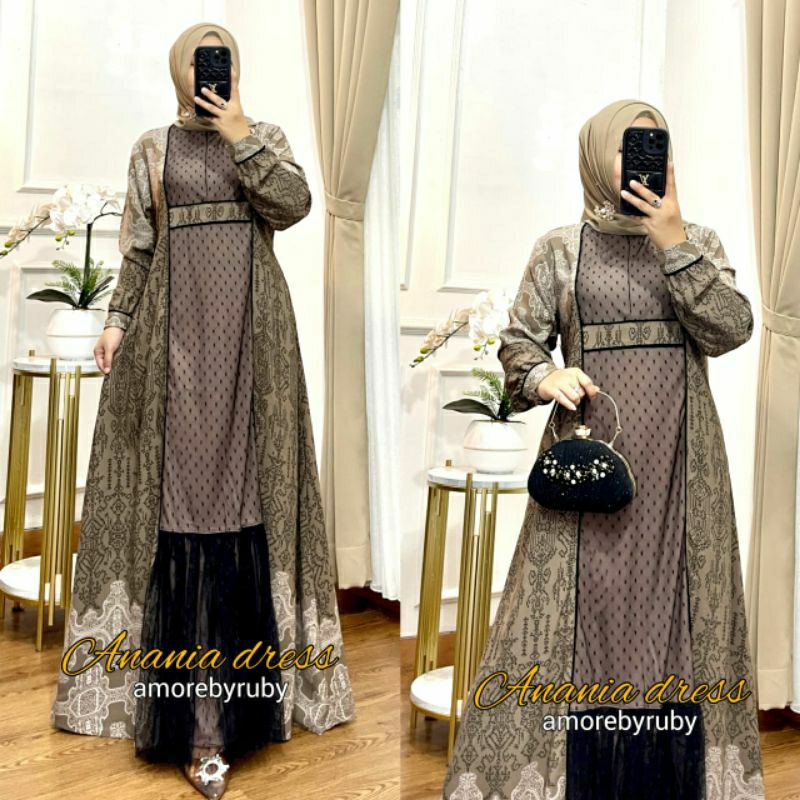 gamis busui gamis Lionel Richie mix tille dot gamis elegant Amore by ruby edisi anania dress