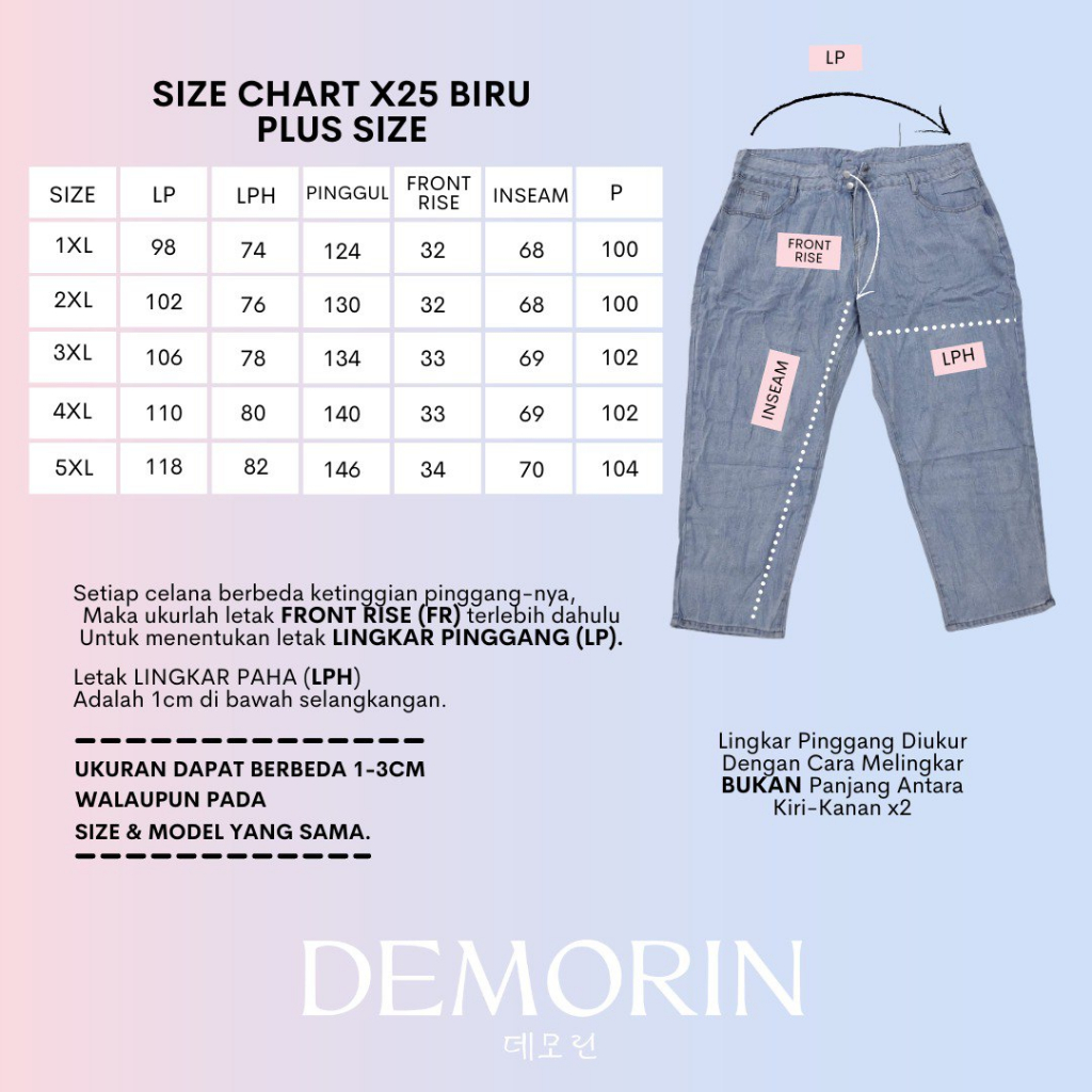 DEMORIN - Celana Jeans Panjang Wanita Highwaist Boyfriend X25 Plus Size