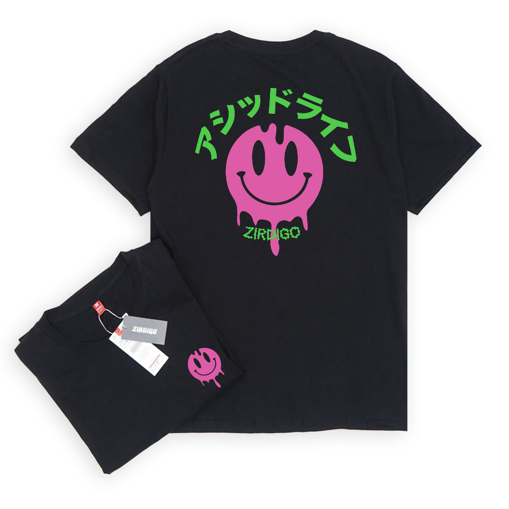 Zirdigo Kaos Distro Smile Japan debe Lengan Pendek Print Quality Baju Unisex