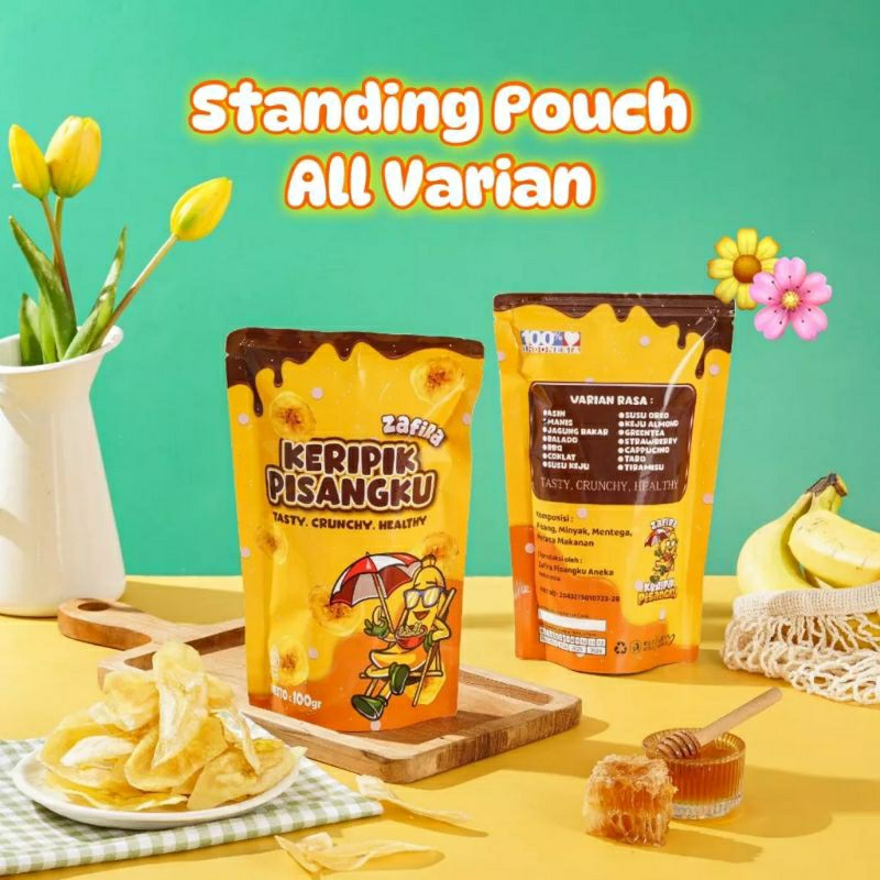 

keripik pisang crunchy kemasan pouch