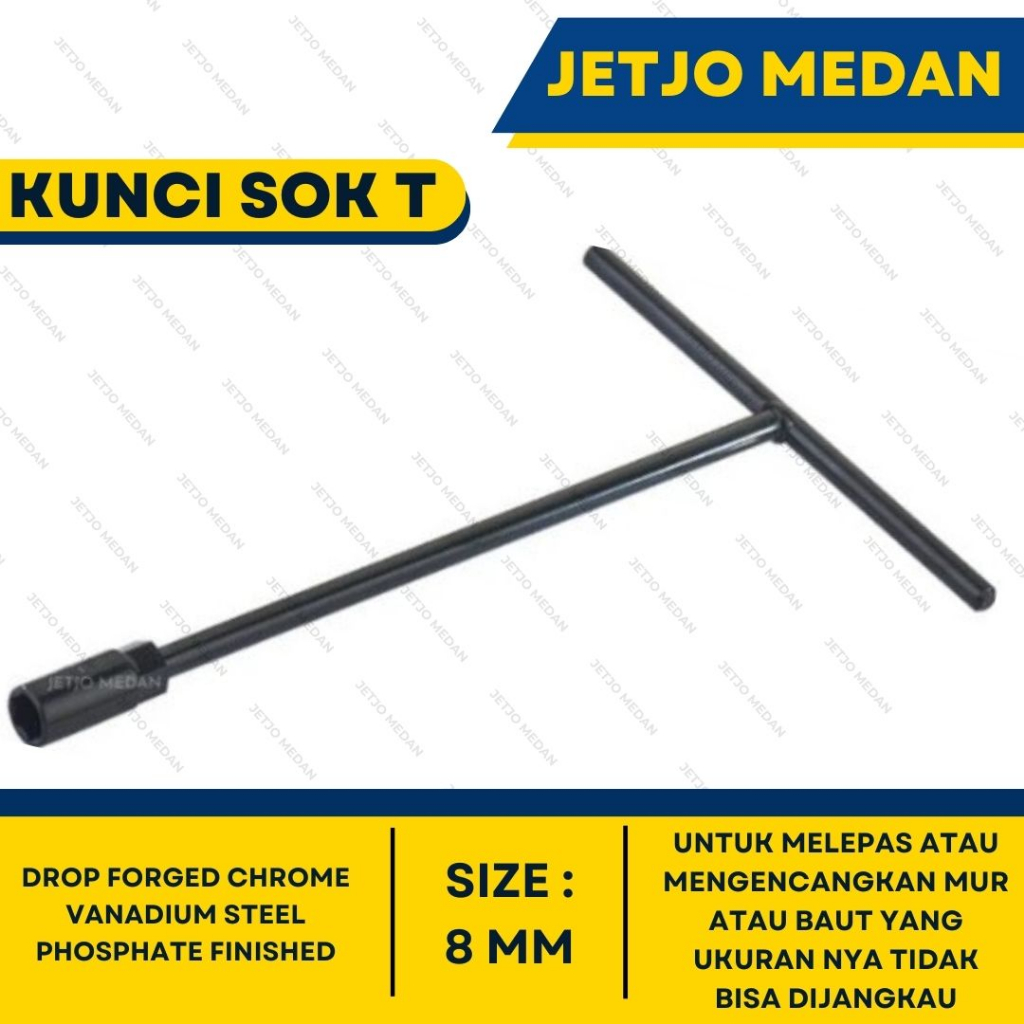 Jetjo - Kunci T 8 mm LAKONI PRO Kunci sok T kunci Shock T gagang soket T