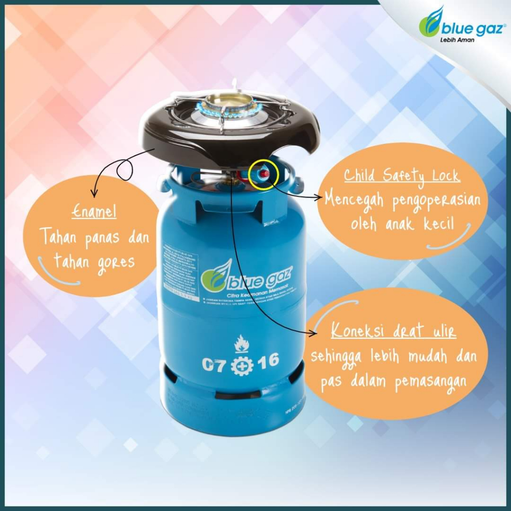 Kompor BLUE GAS Satu Tungku NKD Elpiji LPG Gaz NEW KOMPRE DELUXE Aman