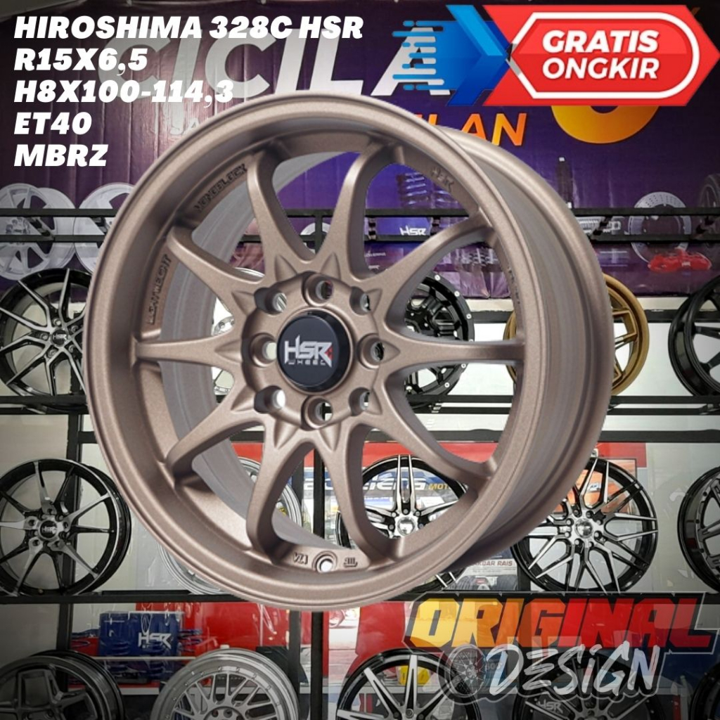 Velg Mobil JDM Ring 15 CE28 HSR HIROSHIMA R15 Lebar 6,5 Lobang 4 ET40 BRONZE