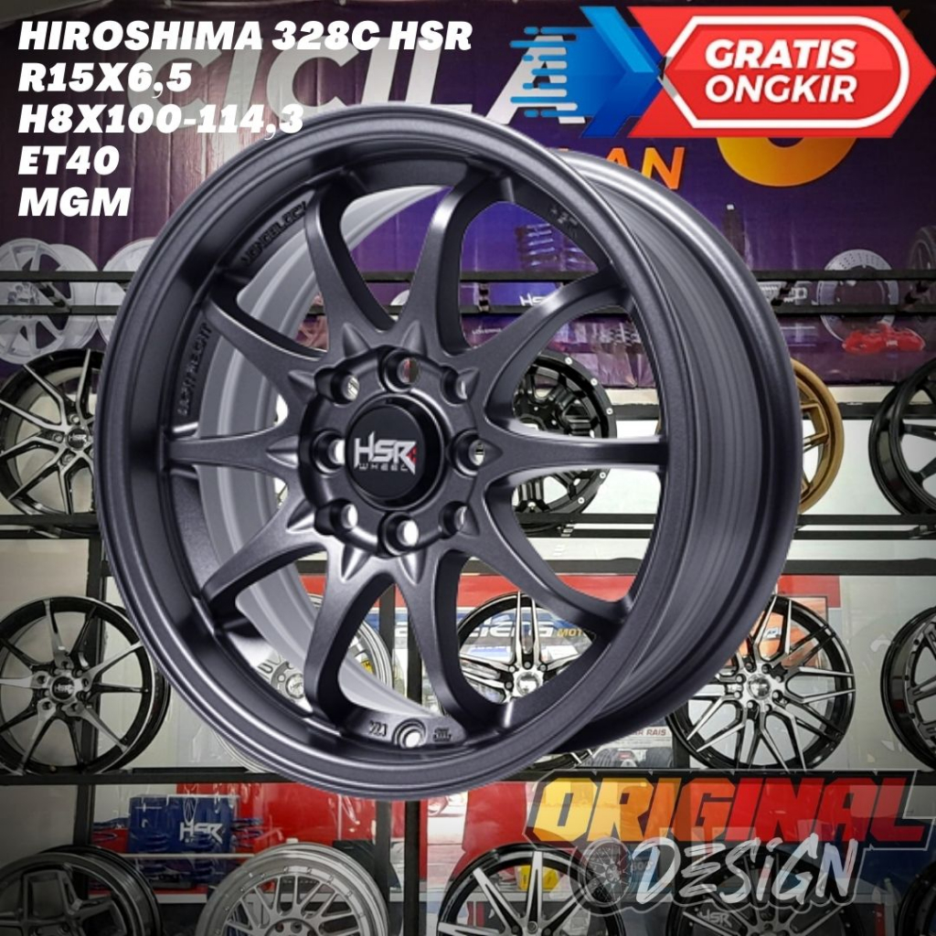 Velg Mobil Ring 15 Ce 28 HSR HIROSHIMA R15 GREY BRIO , AGYA , DATSUN