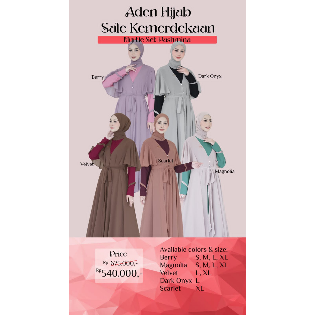SALE MYRTLE  SERIES BY ADEN HIJAB GAMIS PREMIUM ADEN HIJAB