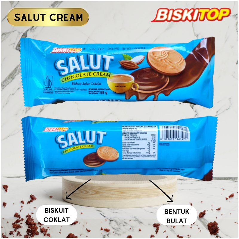 

BISKTIOP - SALUT CREAM 55g Biskuit Lapis Coklat Snack Cemilan Anak Murah