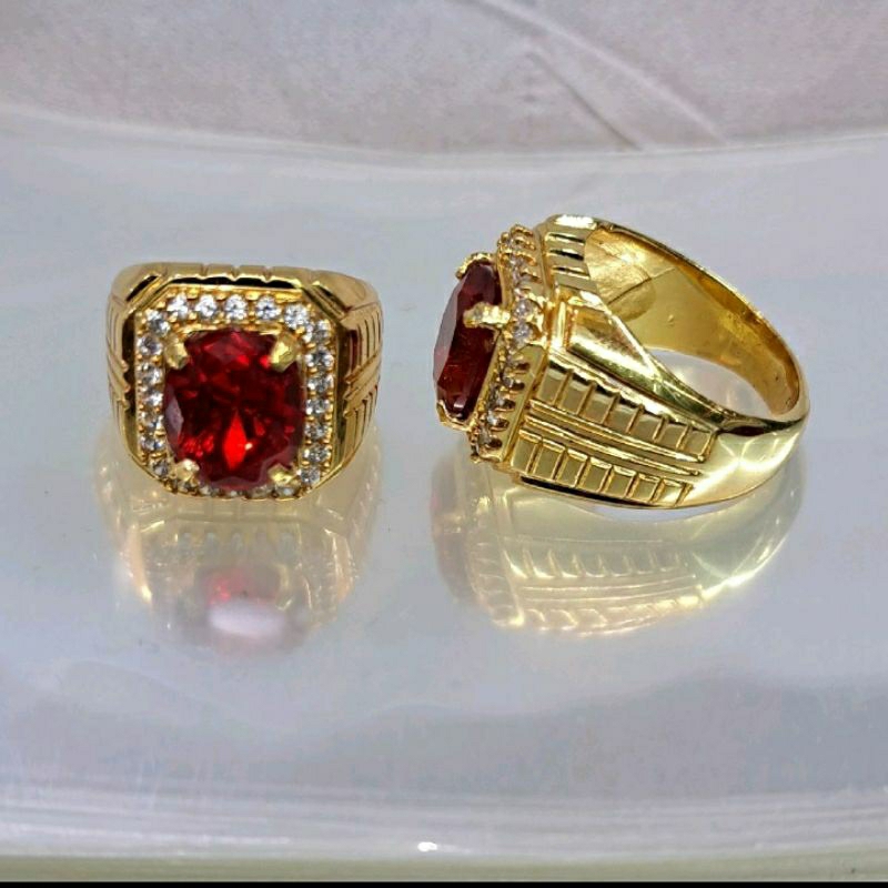 Cincin Batu Akik Merah Siam Pria Natural Anti Karat (12)