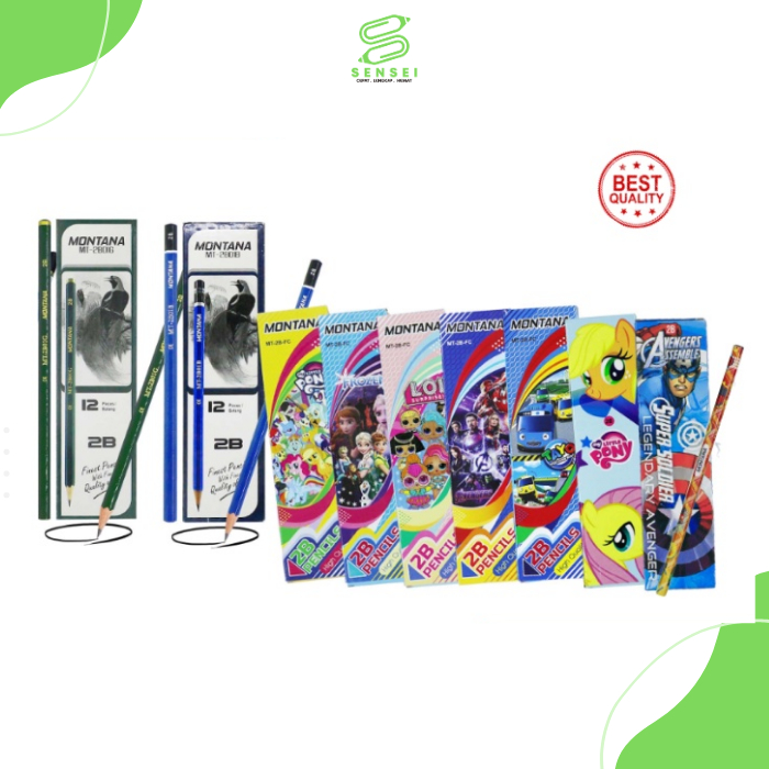 

12 pcs Pensil 2B Biru / Pensil 2B Hijau / Pensil 2B Lucu / Pencil 2B Montana