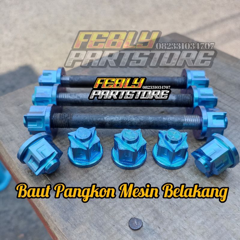 BAUT TITANIUM PANGKON MESIN BELAKANG TIGER MEGAPRO GL GL100 CB BAUT PANGKON MESIN BELAKANG TITANIUM