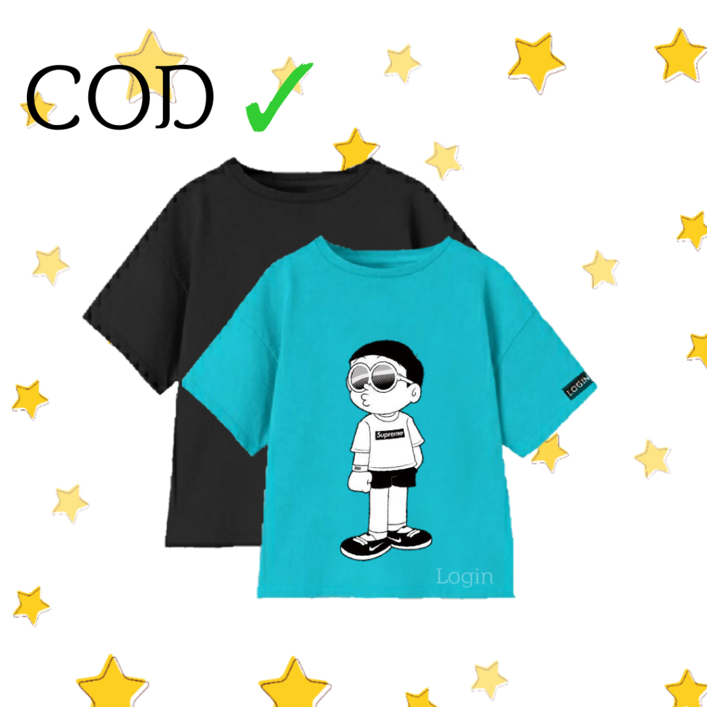Koas anak gambar nobita usia 1-9 tahun bahan kaos catton combed 30s , baju anak unisex nobita usia 1