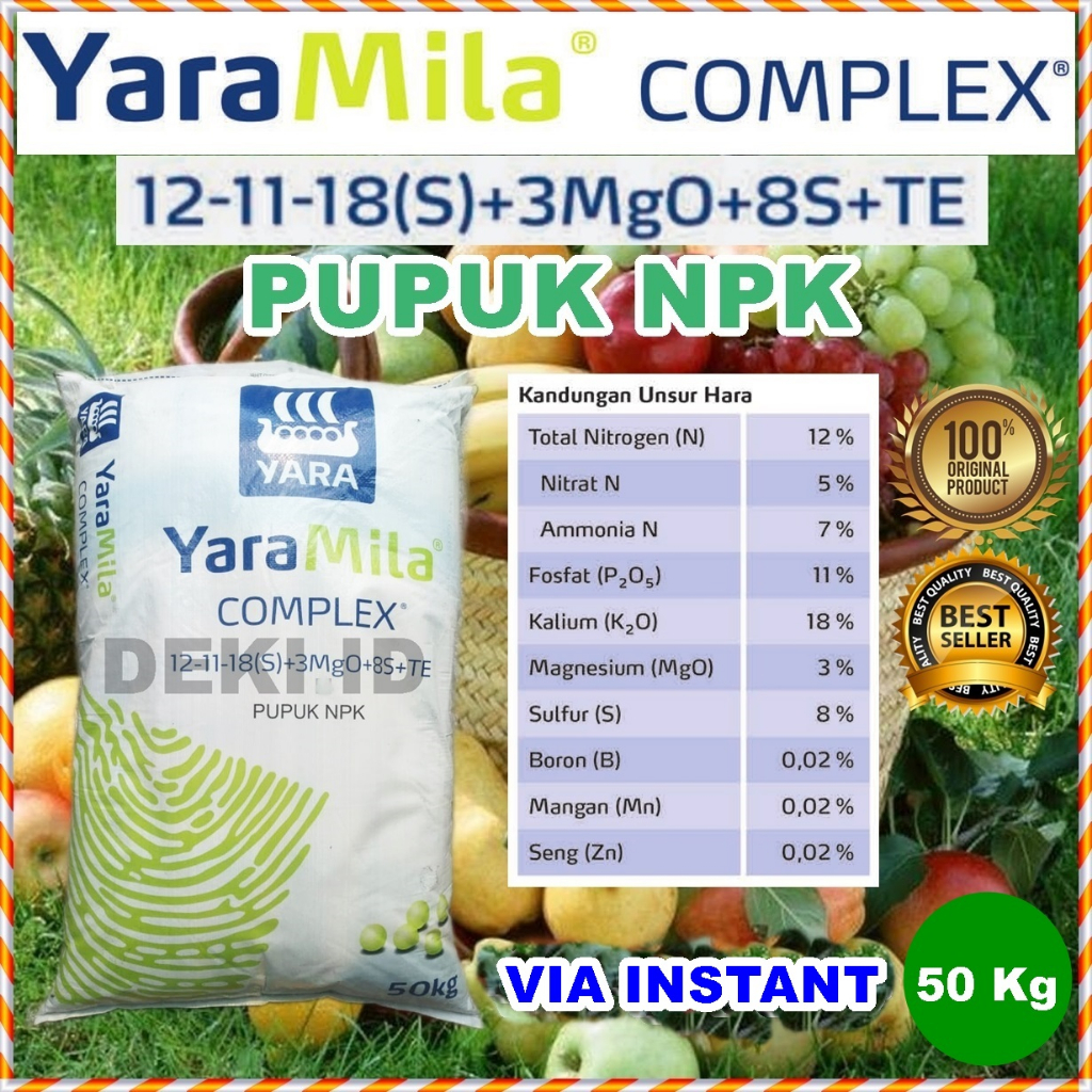 Baru Yaramila Complex 50 Kg Via Instant 12 11 18 S Pupuk Npk Kompleks Plus Magnesium Sulfur Boron
