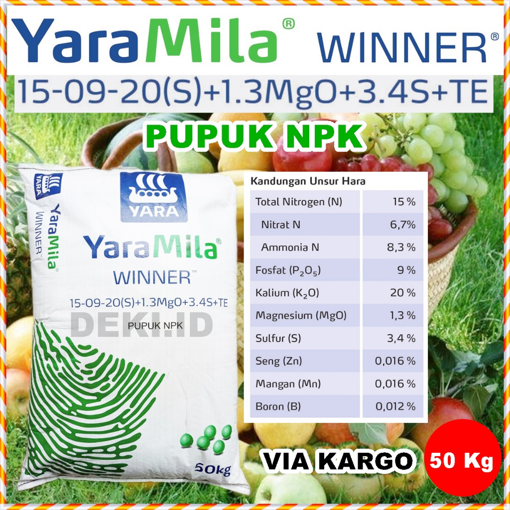 YaraMila Winner 50 Kg Via Kargo Pupuk Yara NPK 15 09 20 S Winer Plus Magnesium Sulfur Boron TE