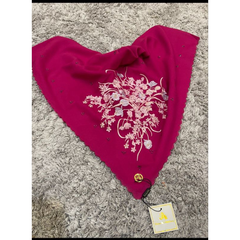 Hijab segiempat bungatta kerudung bordir bunga ranting