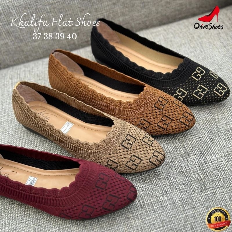 COD | KHALIFA SHOES FLAT SEPATU RAJUT CEWEK DEWASA SIZE 37-40 EMPUK LENTUR BEST SELLER ORI MURAH