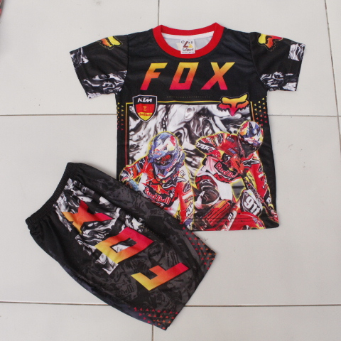 setelan baju anak motor cross baju cross anak lengan pendek