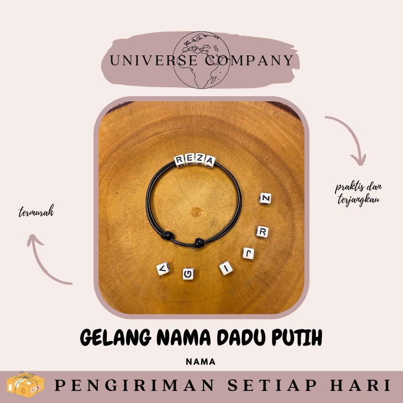 [UC] GELANG NAMA (DADU PUTIH) / GELANG NAMA / GELANG DADU PUTIH / GELANG TALI KOREA