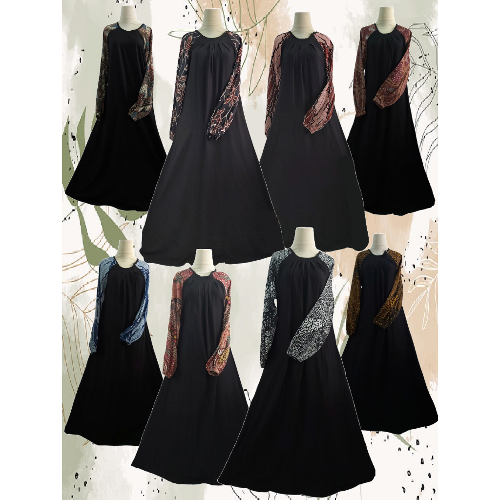 Abaya Hitam Motif Batik Gamis Muslimah Turkey