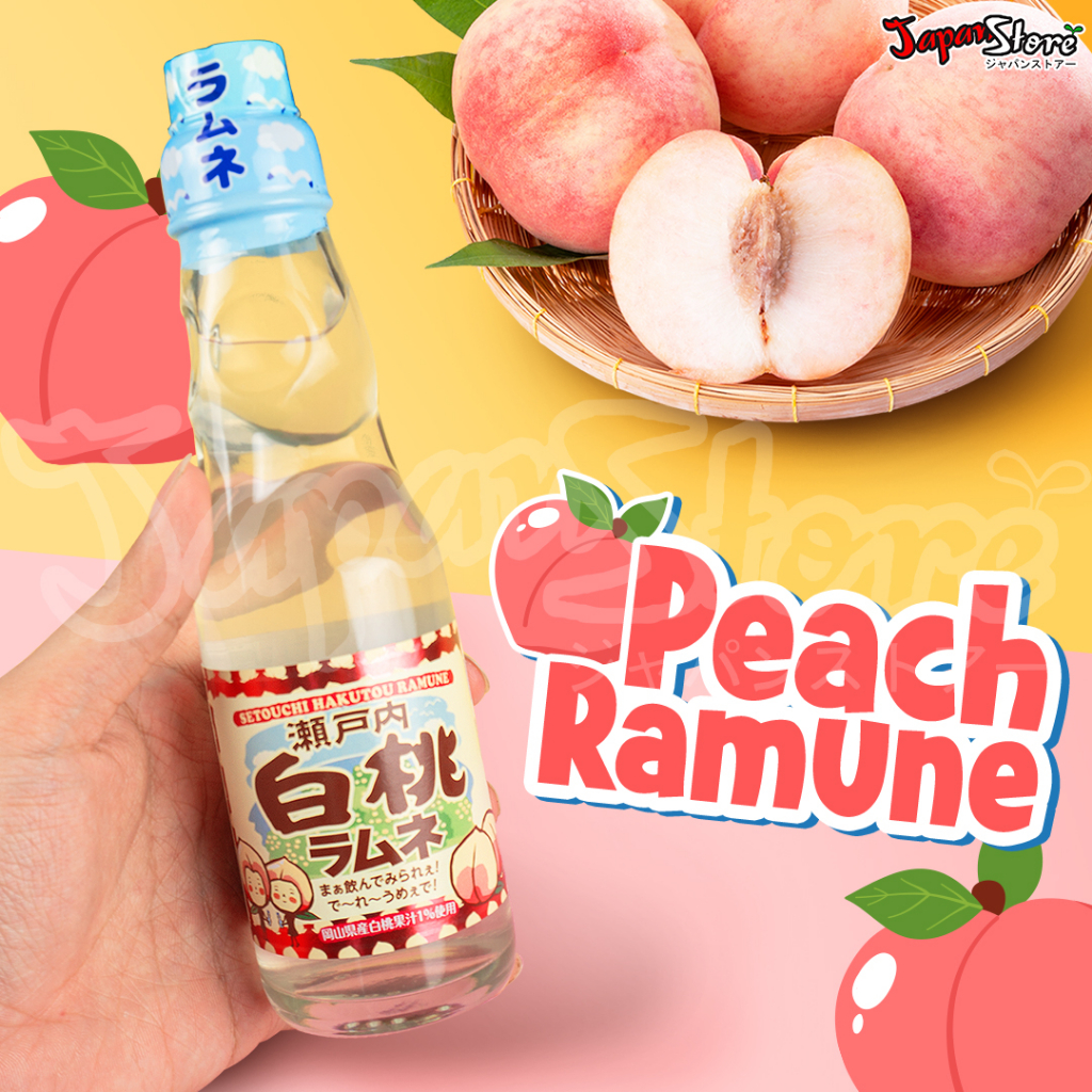Saito Ramune White Peach [Minuman Soda Tutup Kelereng]