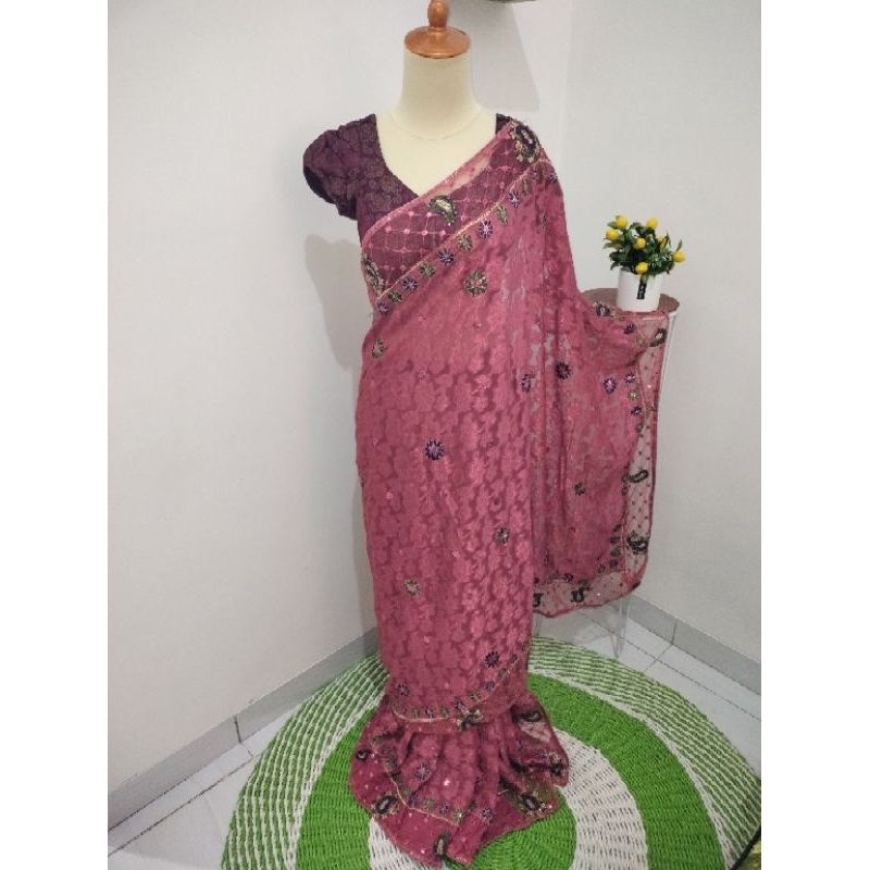 baju sari india instan pink / baju kondangan mewah