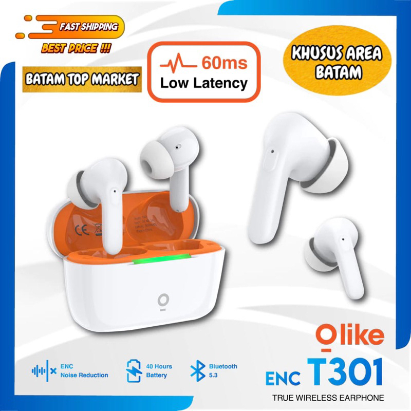 TWS EARBUDS ENC BLUETOOTH GAMING WIRELESS T301 OLIKE GARANSI RESMI [ BATAM ]
