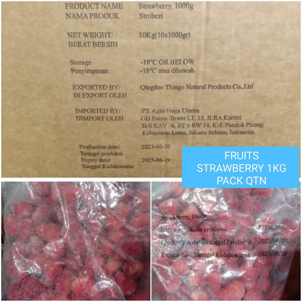 

BUAH STROBERY BEKU 1KG FROZEN STRAWBERRY IMPORT FRUIT