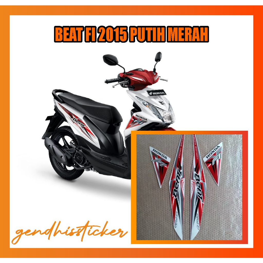 striping motor beat fi 2015 putih merah