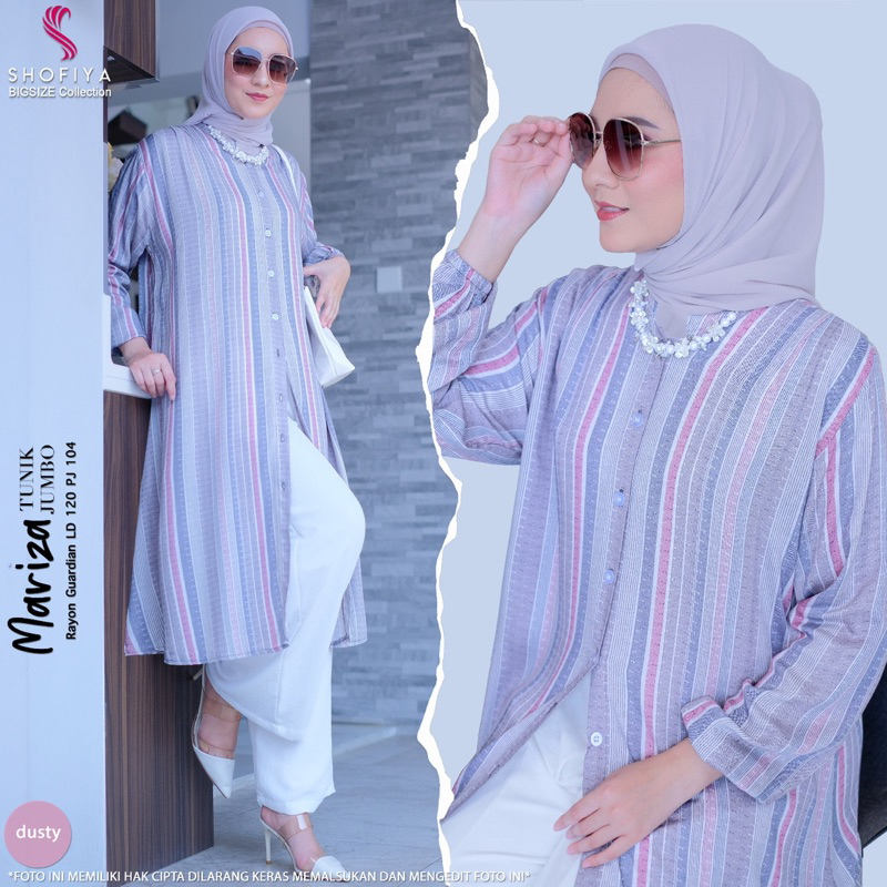 MARIZA TUNIK JUMBO MOTIF SALUR by SHOFIYA / LONG TUNIK GARIS BUSUI