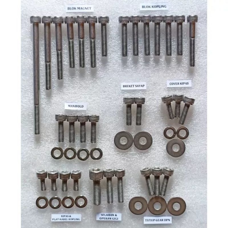 Baut Mesin f1zr F1ZR Asli Stainless Grade 304 Kunci L
