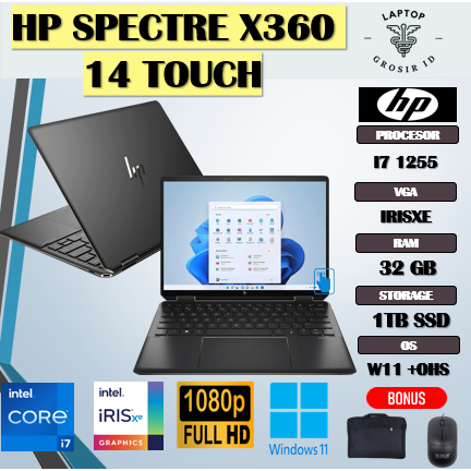 HP SPECTRE X360 14 TOUCH I7 1255 32GB 1TB 13.5WUXGA+ EVO BLK EF0005TU