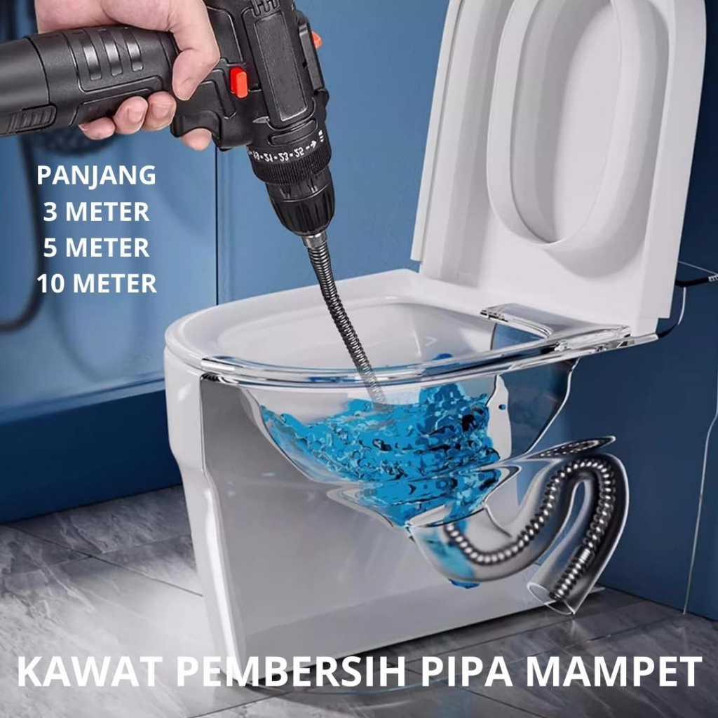 Alat Pembersih Pipa Mampet Pipe Cleaner Kawat Dengan Adaptor Bor