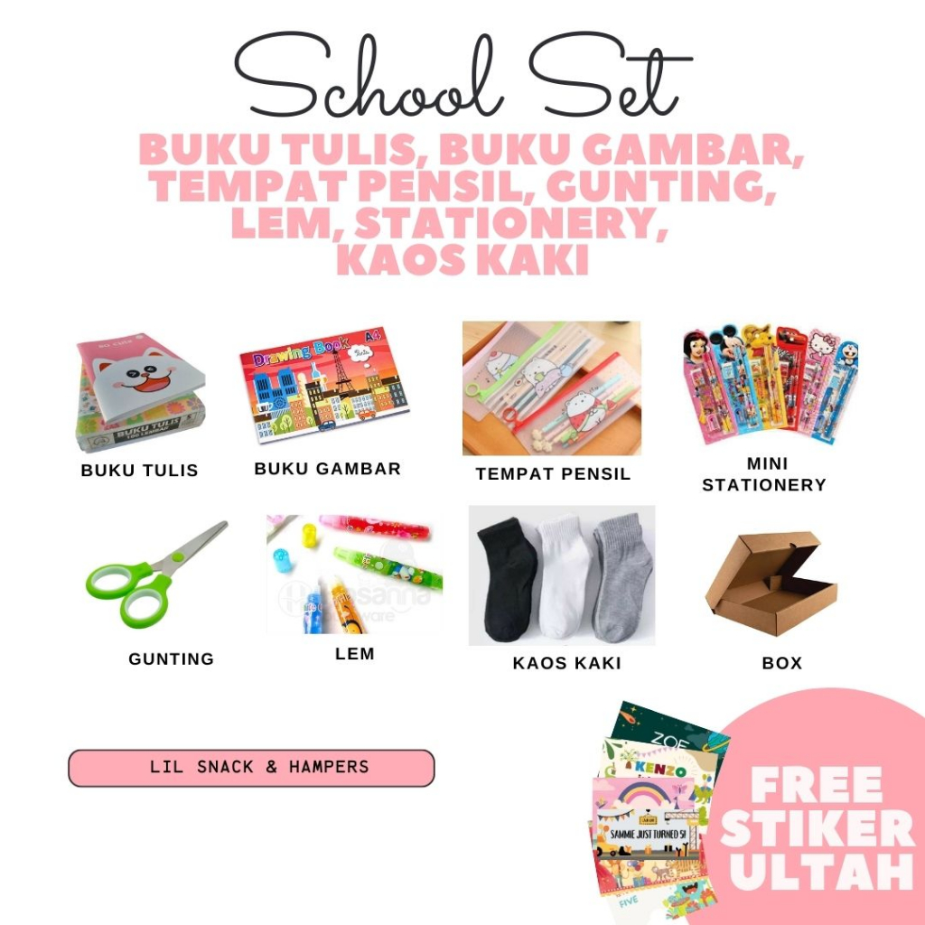 

LILSNACK - Hampers Souvenir Goodie Bag Ultah Birthday Anak Peralatan Sekolah - School Set