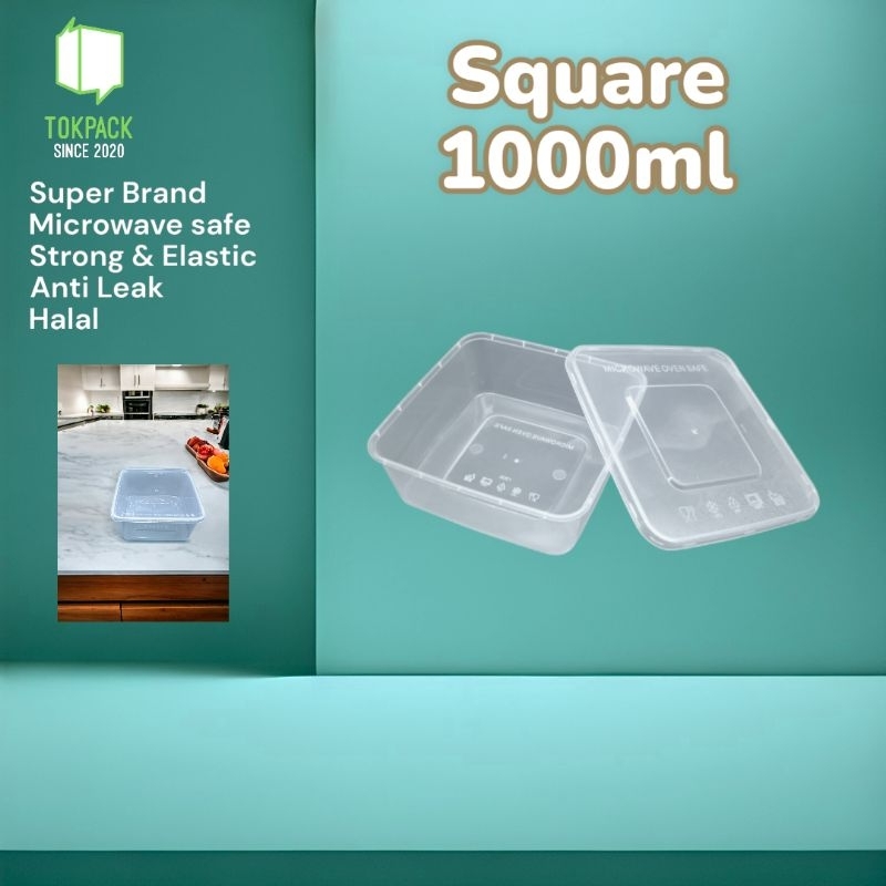 thinwall square 1000 ml / thinwall kotak 1000ml / kotak plastik