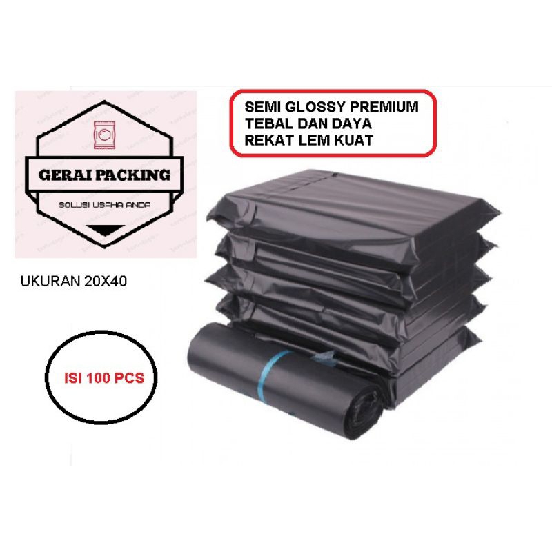 

Plastik packing polymailer ukuran 20x40 semi glosy dengan lem perekat