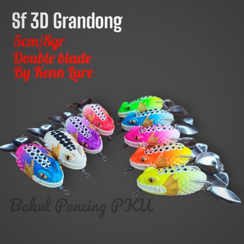 SOFT FROG 3D GRANDONG KENN LURE. umpan casting. umpan gabus. umpan mainan