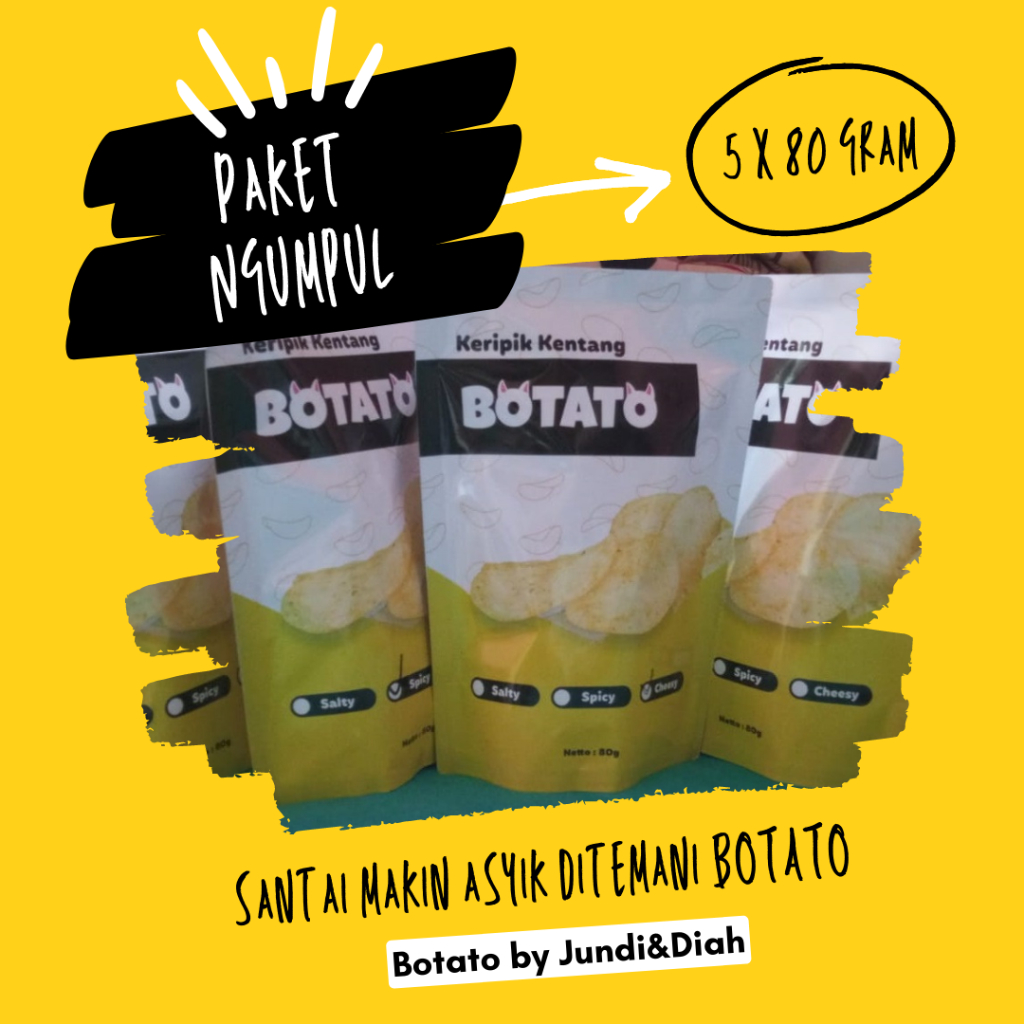 

Keripik Kentang Botato Paket Ngumpul (5 pcs)