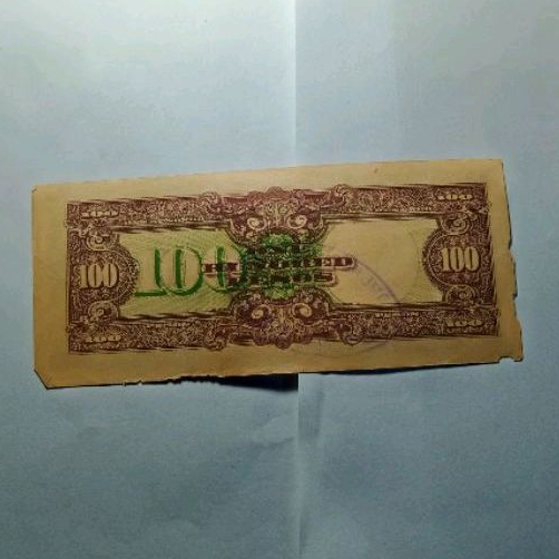 Rare Uang Kuno Japanese Government Filipina Stempel Belakang OriginaL 100 Peso Layak Koleksi