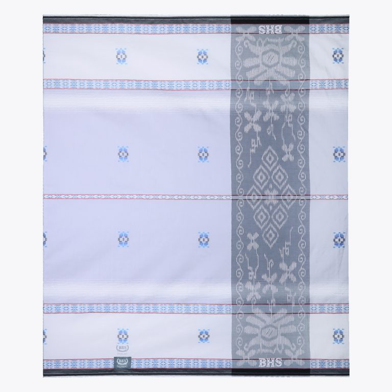 Sarung BHS Excellent Silver Motif Songket Maroko Putih Abu