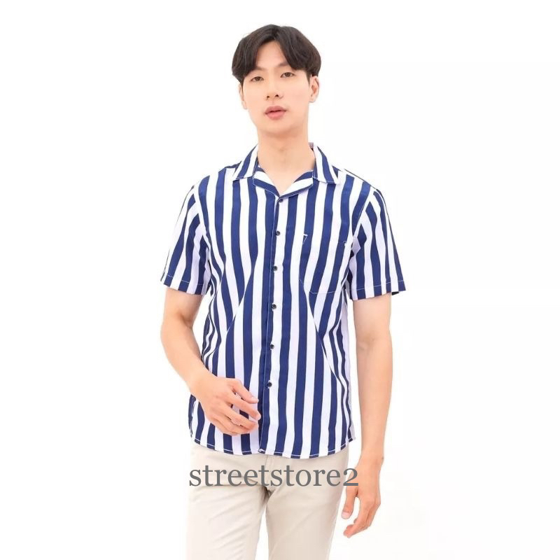 KEMEJA SALUR PRIA LENGAN PENDEK / kemeja garis garis / kemeja pria lengan pendek / kemeja lengan pen