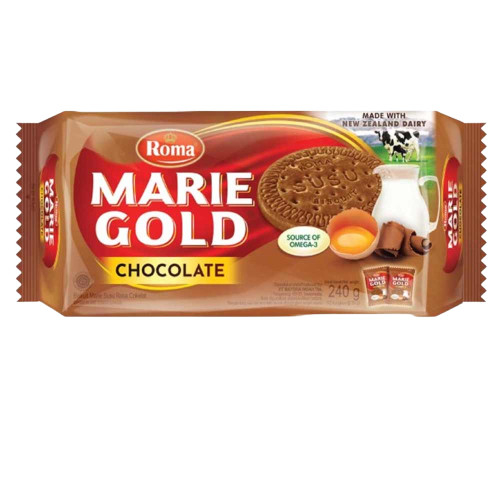 

ROMA MARIE GOLD CHOCO Milk Chocolate biskuit marie susu