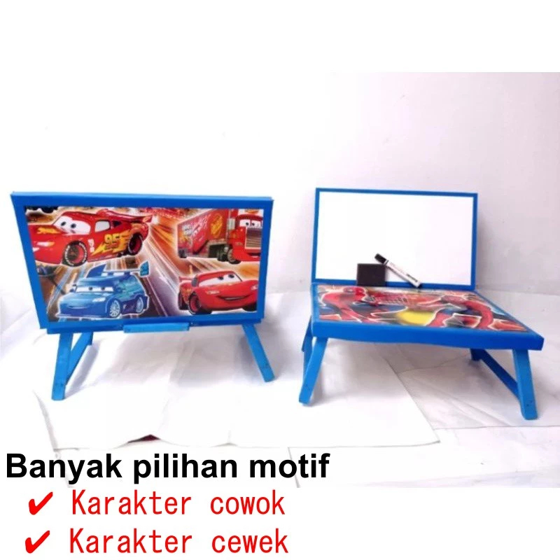 

meja belajar lipat anak whiteboard karakter lucu unik multifungsi papan tulis karakter
