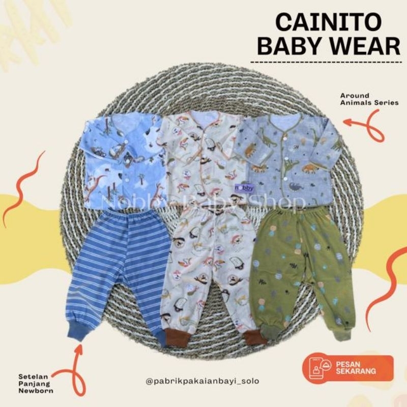 Cainito Baby Wear Motif Around Animal Setelan Baju Panjang Size Newborn