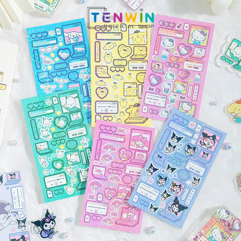 

Sanrio Laser Sticker /Sticker Aesthetic Design DIY/Sticker Anti Air Botol Hp Laptop Lucu / Buku Diary Sticker Motif -Tenwin