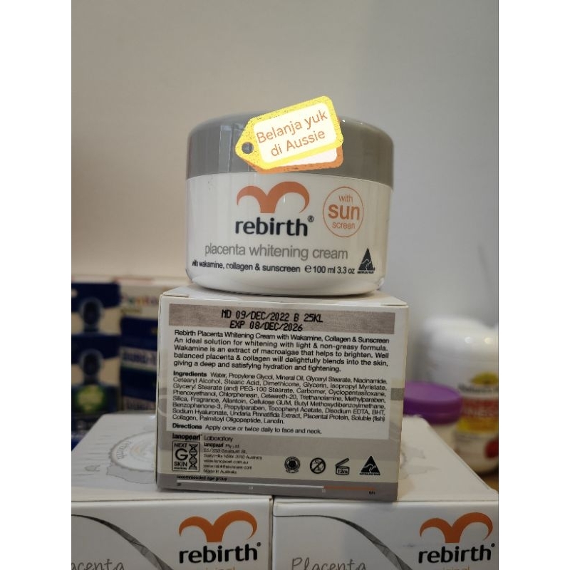 Rebirth Original PLACENTA WHITENING Cream 100mL with SUN screen - Made in Australia